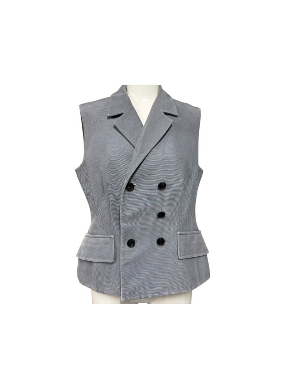 Dior Double Breasted Vest Blue Tazar Gray Silk 38